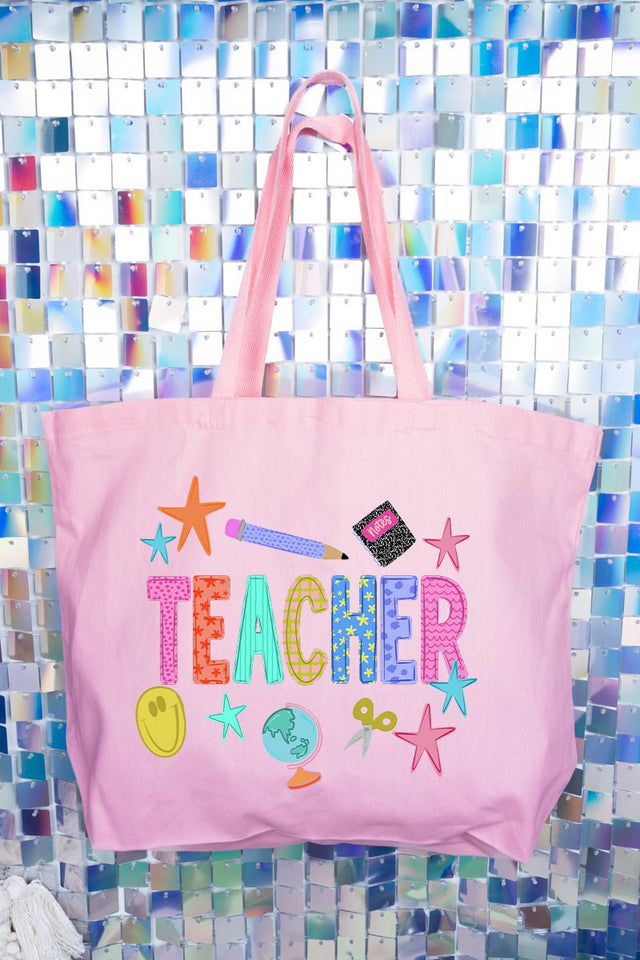 Classroom Charm Canvas Jumbo Tote - Wholesale Accessory Market