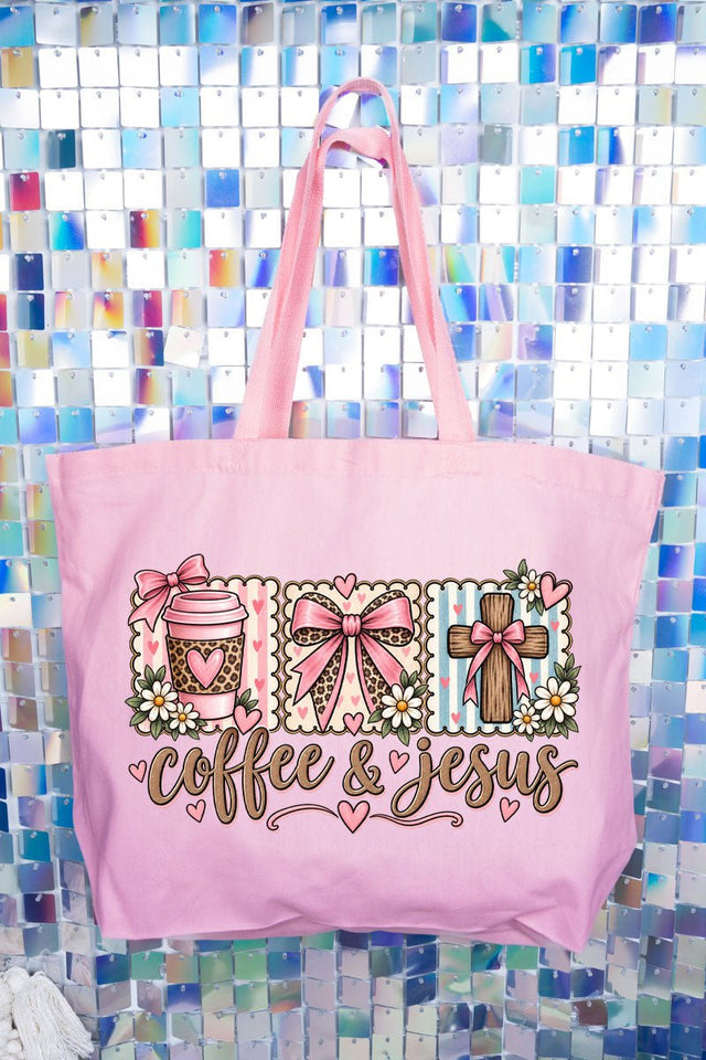 Coffee & Jesus Coquette Canvas Jumbo Tote - Wholesale Accessory Market