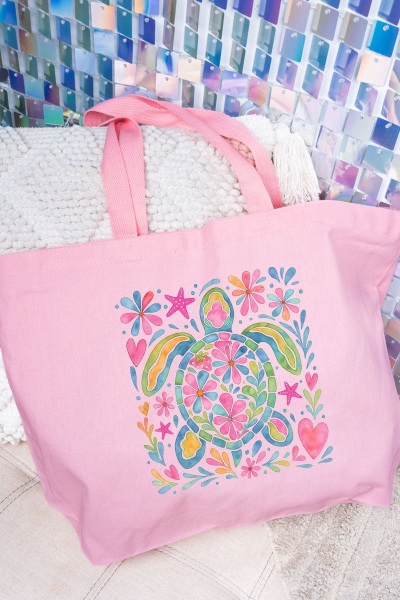 Colorful Sea Turtle Canvas Jumbo Tote - Wholesale Accessory Market