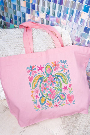 Colorful Sea Turtle Canvas Jumbo Tote - Wholesale Accessory Market