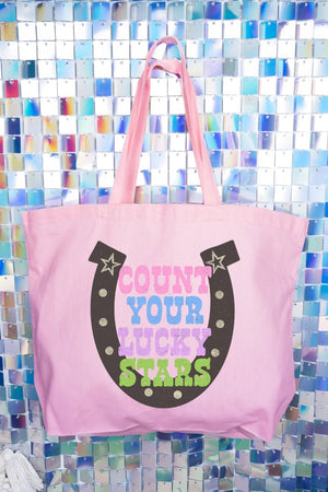 Count Your Lucky Stars Canvas Jumbo Tote - Wholesale Accessory Market