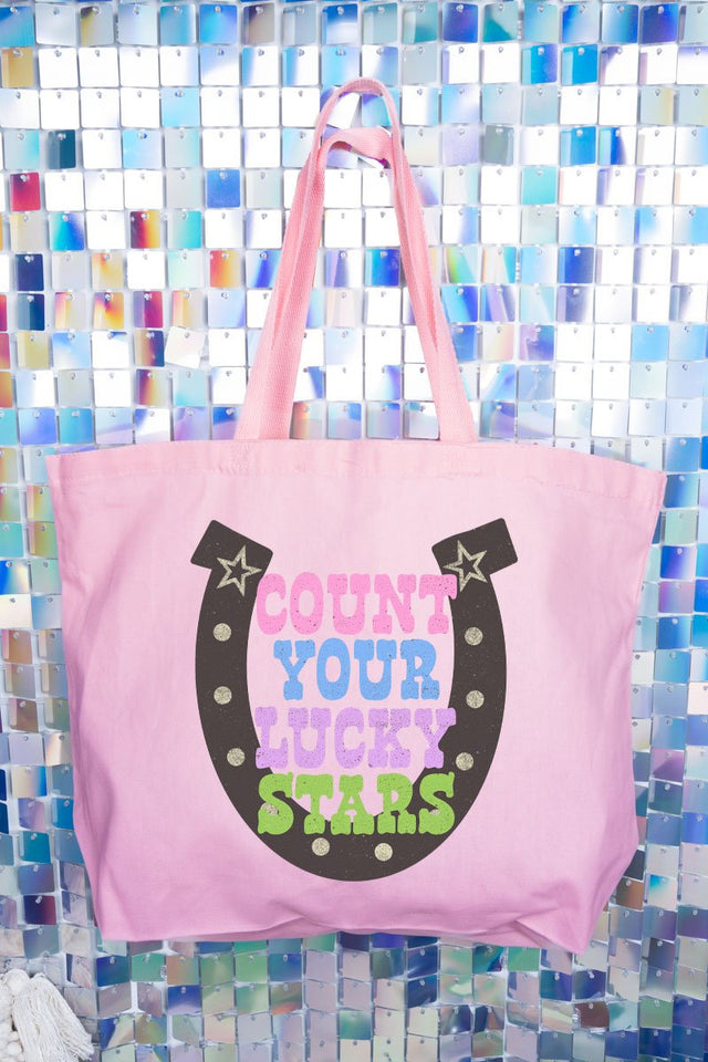 Count Your Lucky Stars Canvas Jumbo Tote - Wholesale Accessory Market