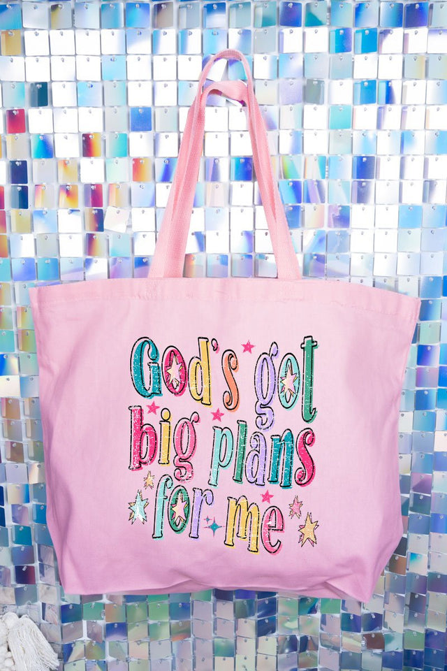 Distressed Big Plans For Me Canvas Jumbo Tote - Wholesale Accessory Market