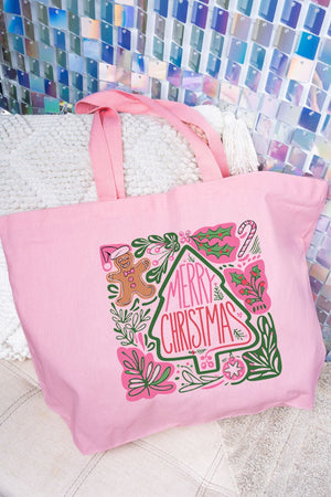 Doodle Merry Christmas Boho Canvas Jumbo Tote - Wholesale Accessory Market