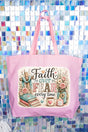 Faith Over Fear Floral Devotion Canvas Jumbo Tote - Wholesale Accessory Market