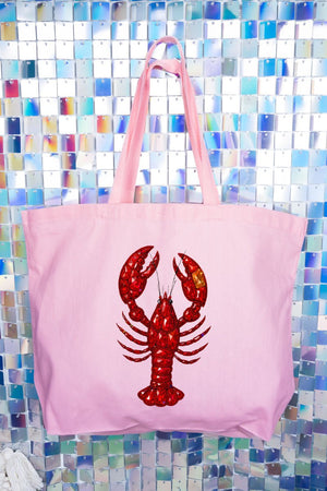 Faux Rhinestone Crawfish Canvas Jumbo Tote - Wholesale Accessory Market