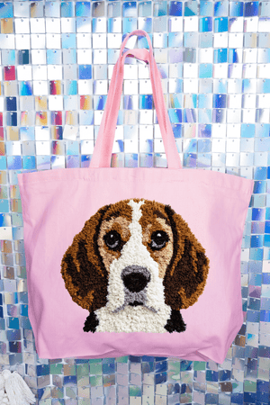 Faux Yarn Beagle Canvas Jumbo Tote - Wholesale Accessory Market