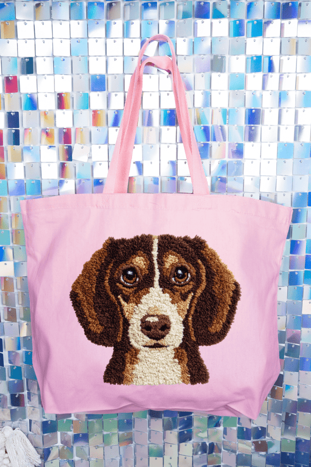 Faux Yarn Dachshund Canvas Jumbo Tote - Wholesale Accessory Market