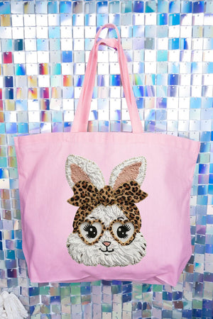 Faux Yarn Easter Bunny Canvas Jumbo Tote - Wholesale Accessory Market