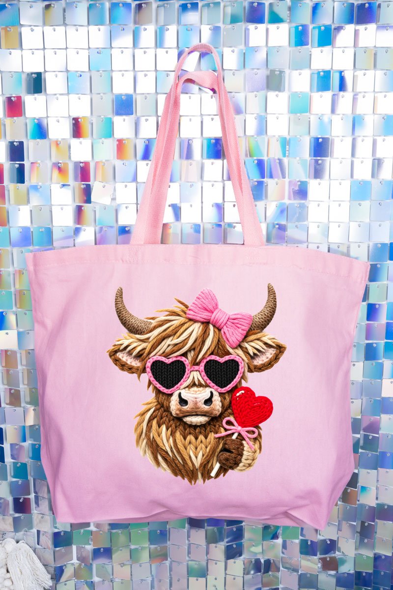 Faux Yarn Highland Romance Canvas Jumbo Tote - Wholesale Accessory Market