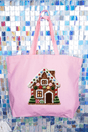 Faux Yarn Merry Manor Canvas Jumbo Tote - Wholesale Accessory Market