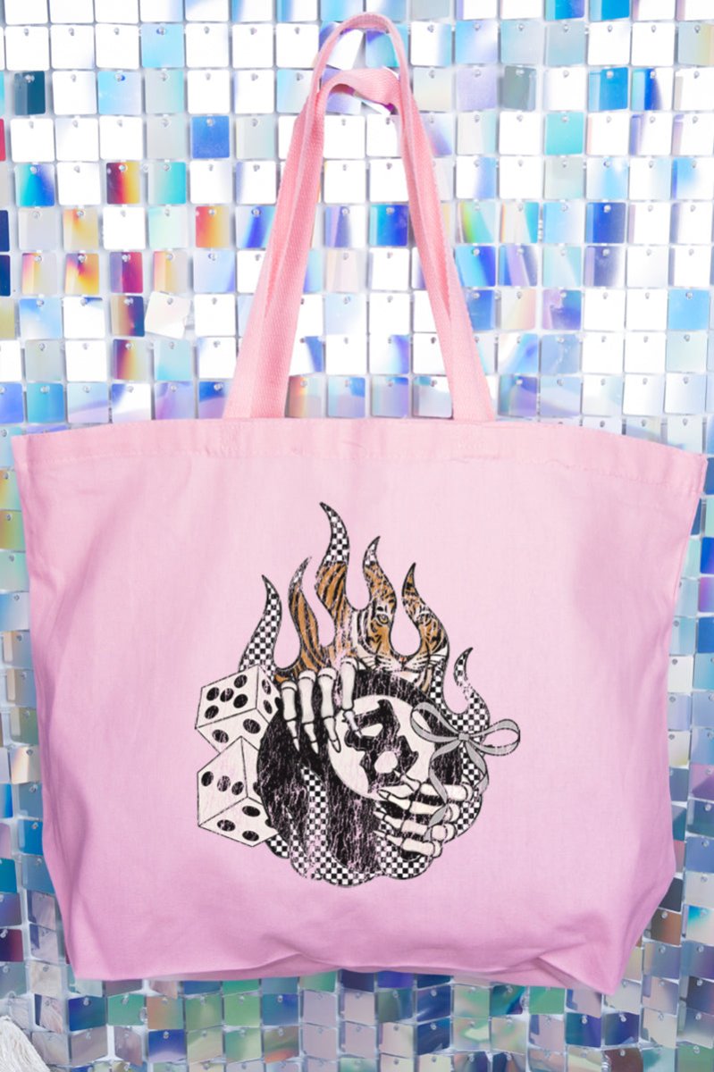 Flamin' 8 Ball Canvas Jumbo Tote - Wholesale Accessory Market