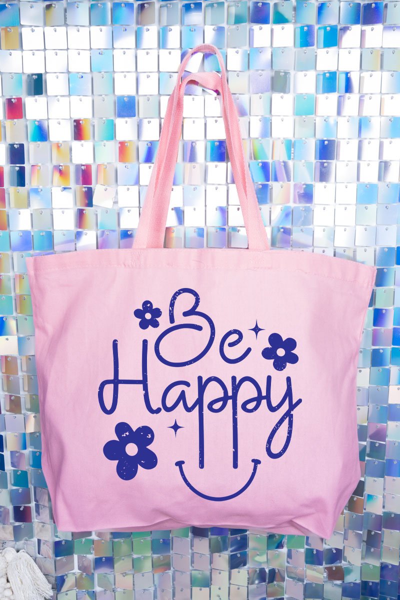 Flower Be Happy Canvas Jumbo Tote - Wholesale Accessory Market