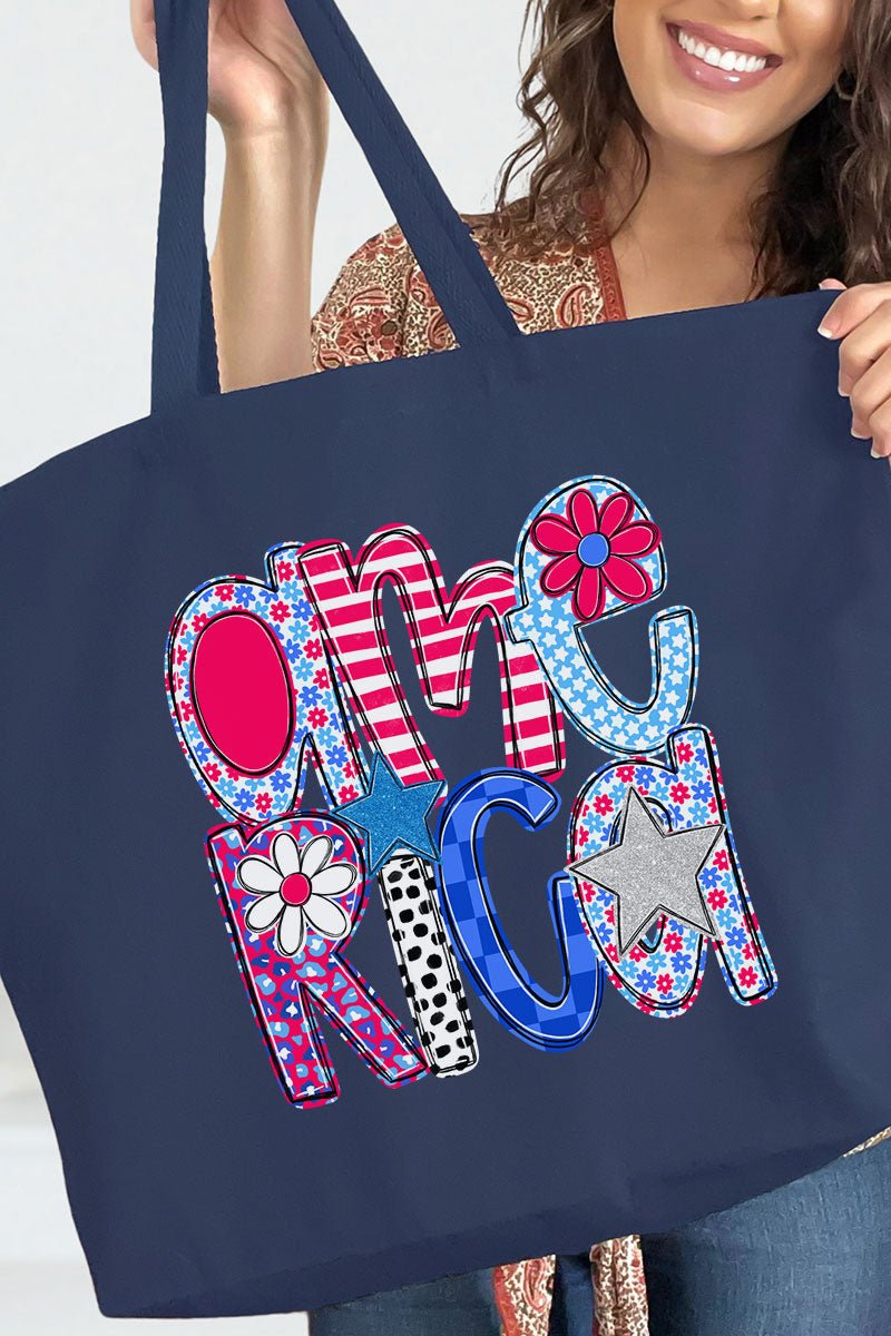 Funky Letters America Canvas Jumbo Tote - Wholesale Accessory Market