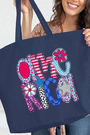 Funky Letters America Canvas Jumbo Tote - Wholesale Accessory Market