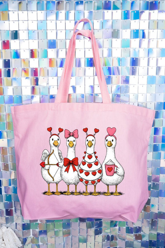 Geese In Love Formation Canvas Jumbo Tote - Wholesale Accessory Market