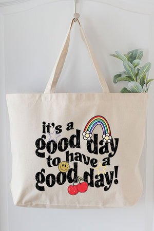 Good Day To Have A Good Day Canvas Jumbo Tote - Wholesale Accessory Market