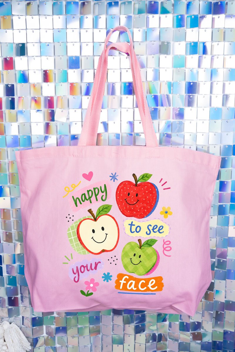 Happy To See Your Face Canvas Jumbo Tote - Wholesale Accessory Market