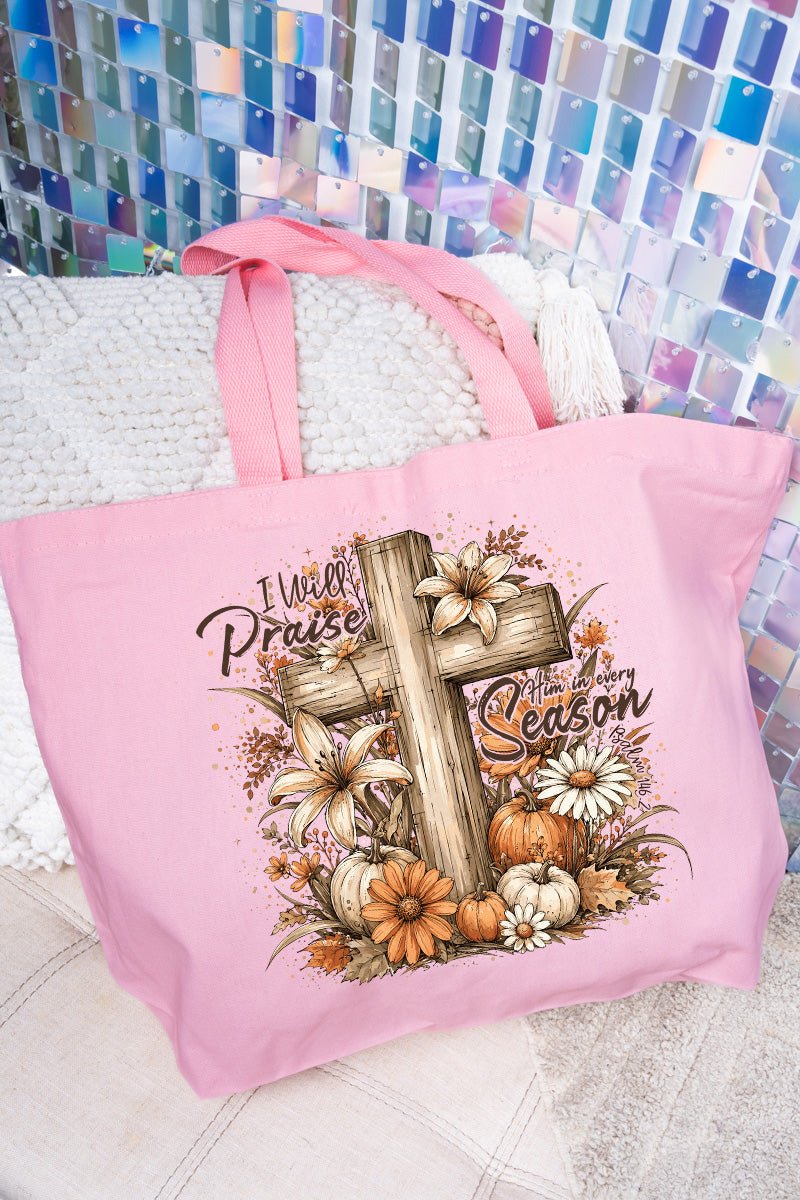 Harvest Praise Cross Canvas Jumbo Tote - Wholesale Accessory Market