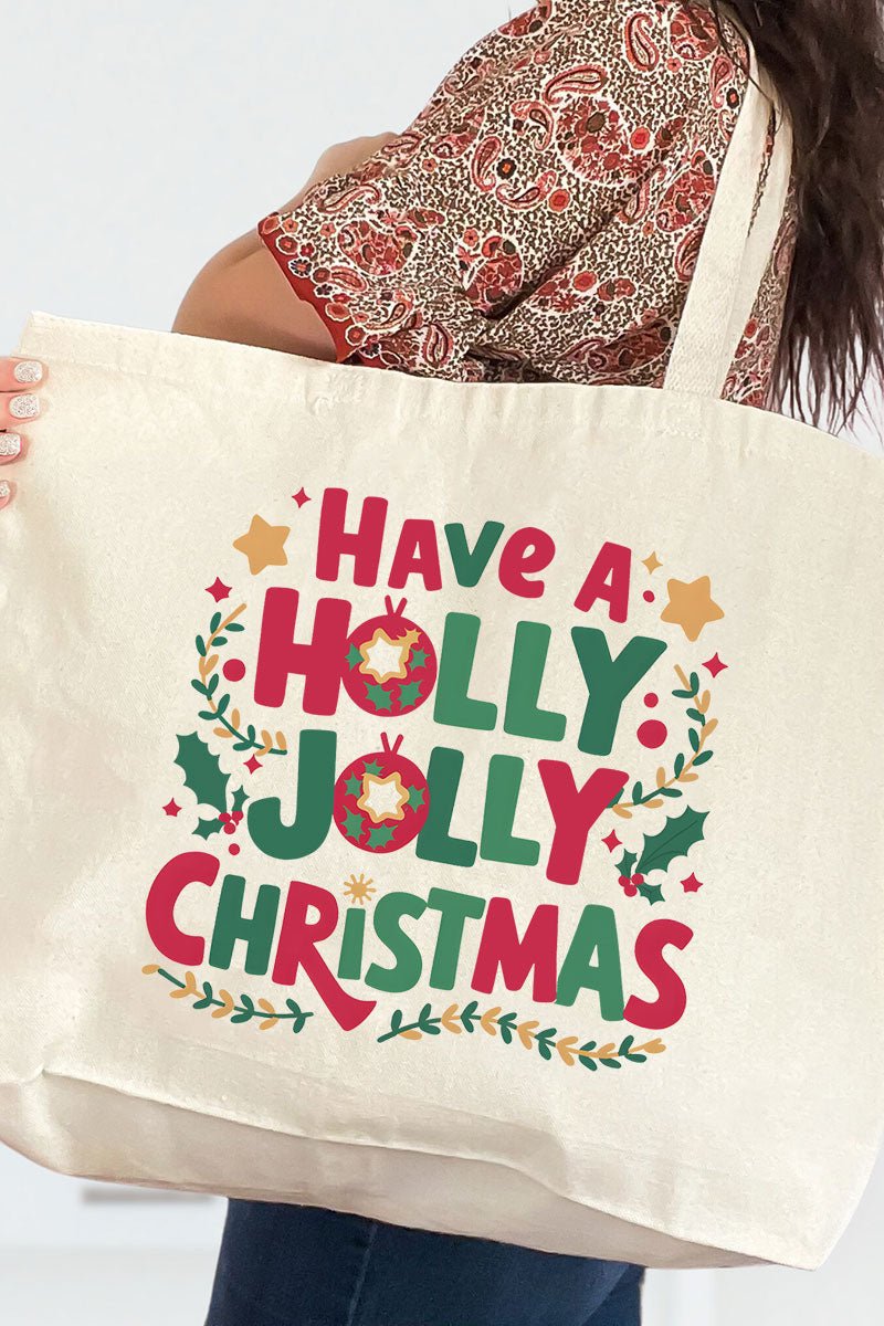 ☆Ravijour☆廃盤WhiteB70-75Tバック☆Xmas限定デザイン☆ Have A Holly Jolly Christmas Canvas Jumbo Tote | Wholesale