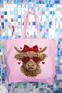 Heartbreaking Heifer Faux Yarn Canvas Jumbo Tote - Wholesale Accessory Market