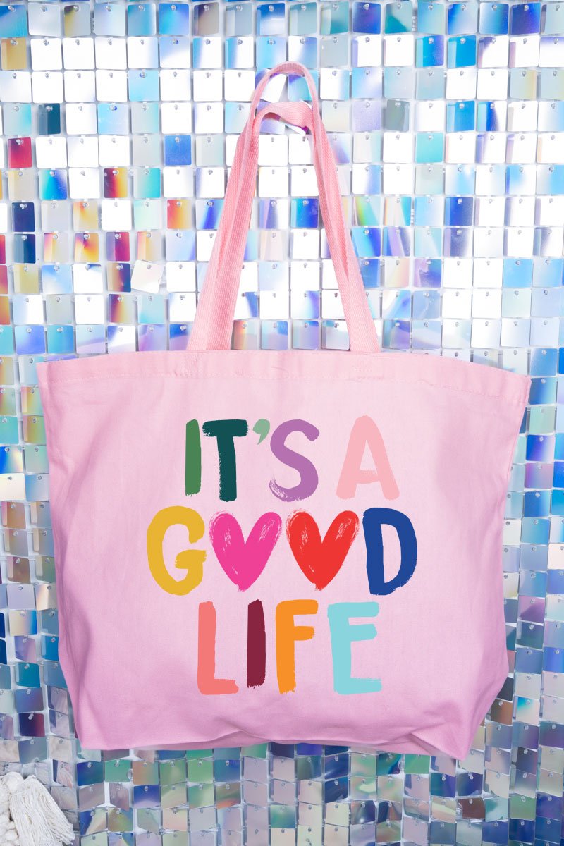 Heart It's A Good Life Canvas Jumbo Tote - Wholesale Accessory Market