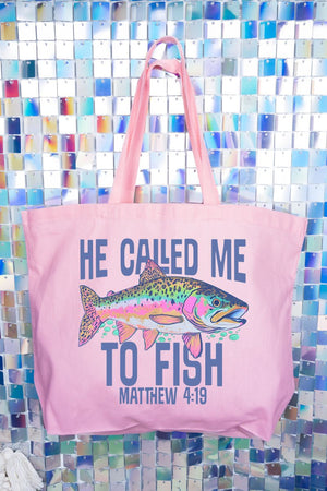 He Called Me To Fish Canvas Jumbo Tote - Wholesale Accessory Market