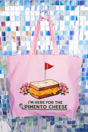 Here For The Pimento Cheese Canvas Jumbo Tote - Wholesale Accessory Market