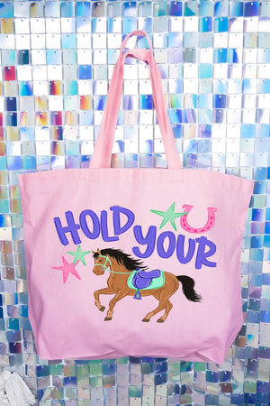 Hold Your Horses Canvas Jumbo Tote - Wholesale Accessory Market