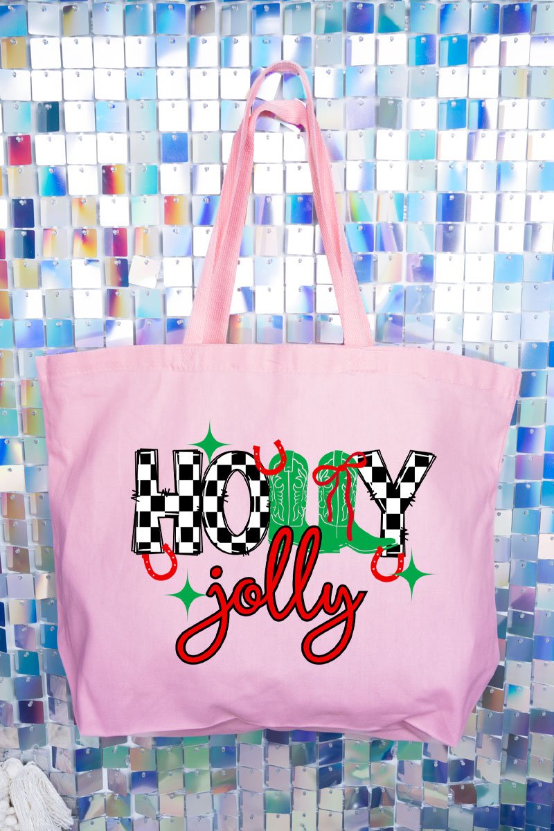 Holly Jolly Boots Canvas Jumbo Tote - Wholesale Accessory Market