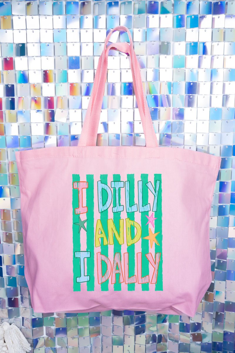 I Dilly & I Dally Canvas Jumbo Tote - Wholesale Accessory Market
