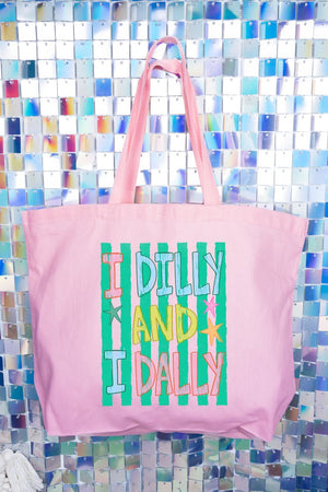I Dilly & I Dally Canvas Jumbo Tote - Wholesale Accessory Market