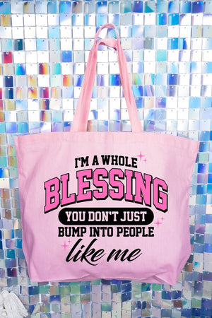 I'm A Whole Blessing Canvas Jumbo Tote - Wholesale Accessory Market