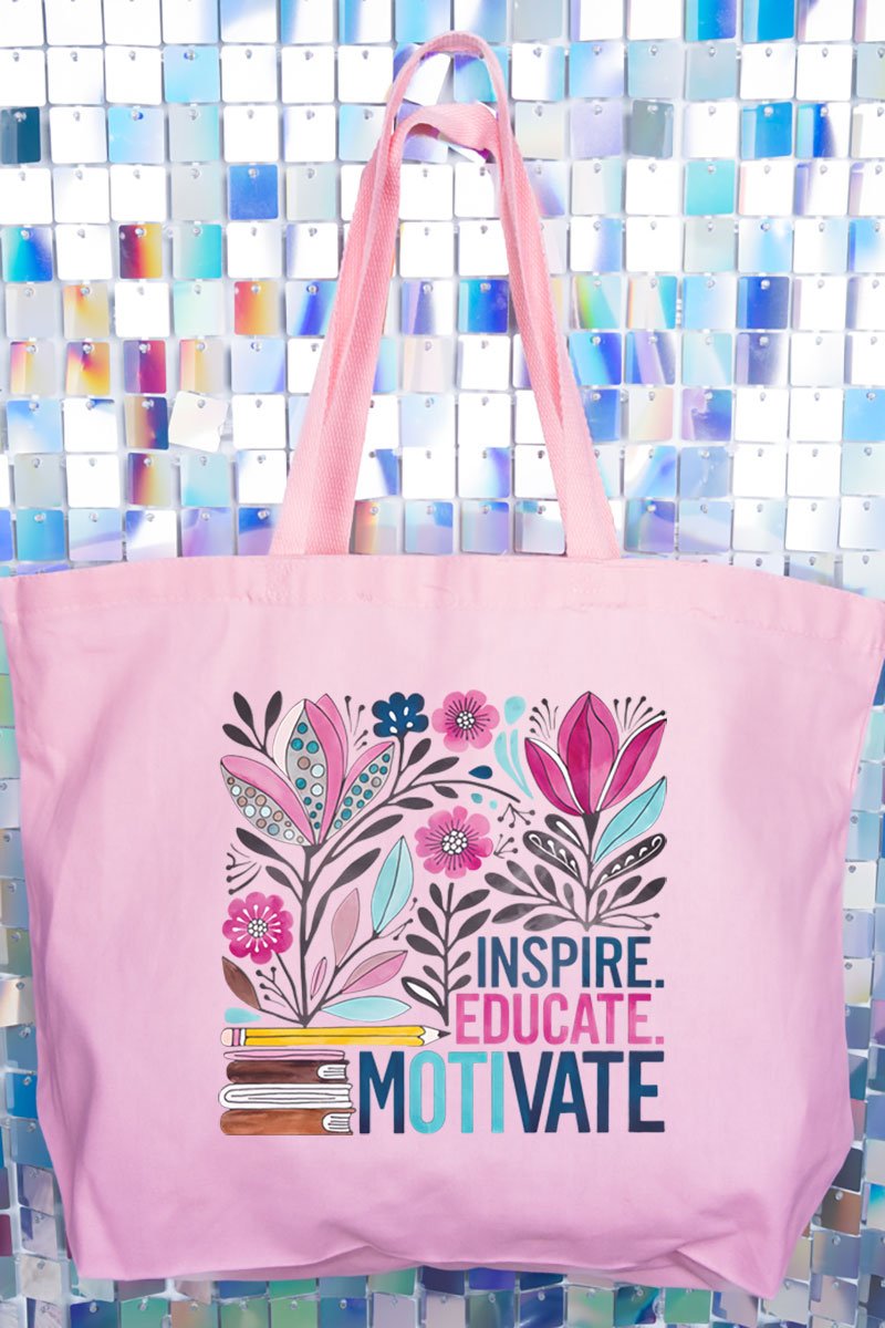 Inspire, Educate, Motivate Canvas Jumbo Tote - Wholesale Accessory Market