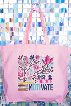 Inspire, Educate, Motivate Canvas Jumbo Tote - Wholesale Accessory Market