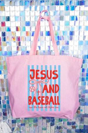 Jesus And Baseball Canvas Jumbo Tote - Wholesale Accessory Market