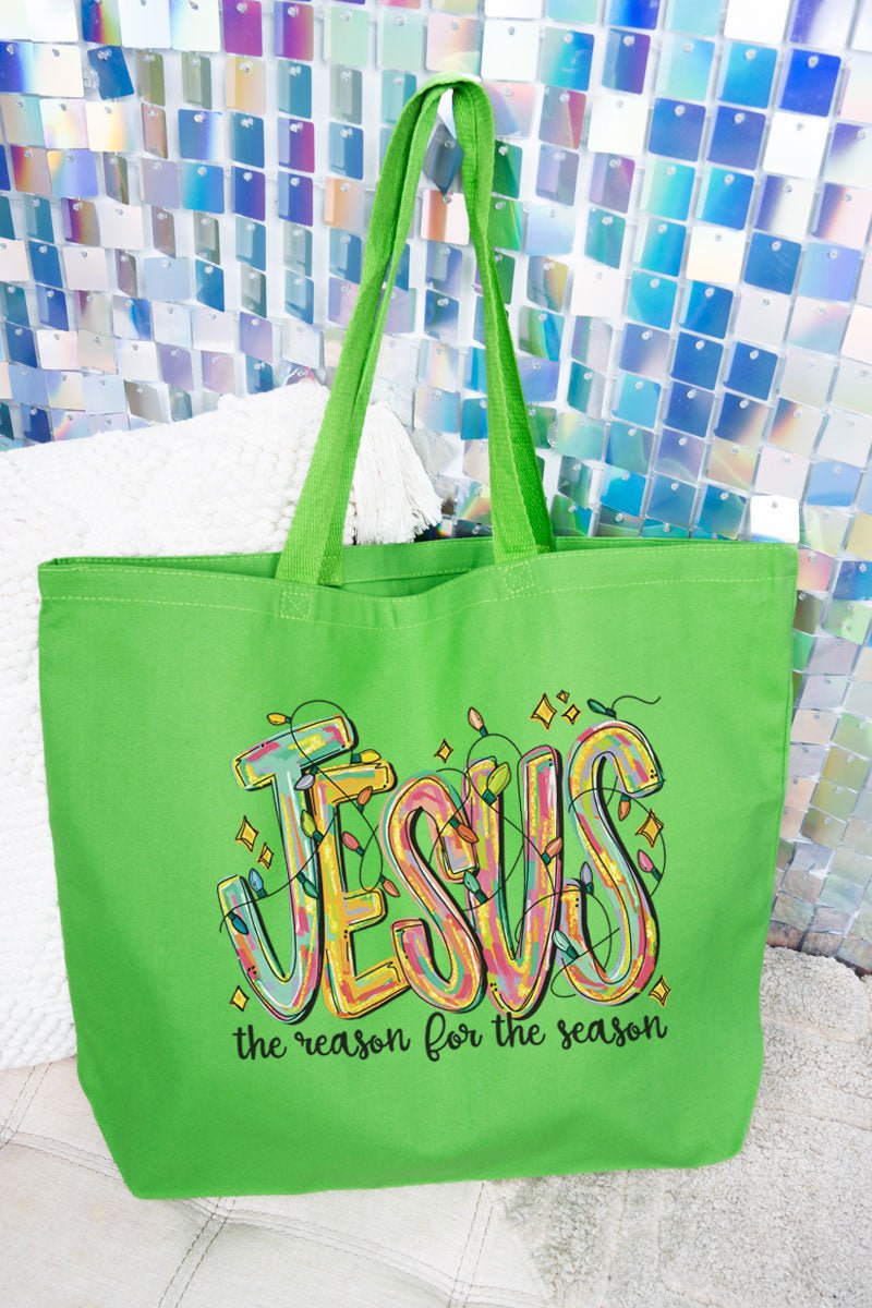 Jesus Is The Reason For The Season Canvas Jumbo Tote - Wholesale Accessory Market