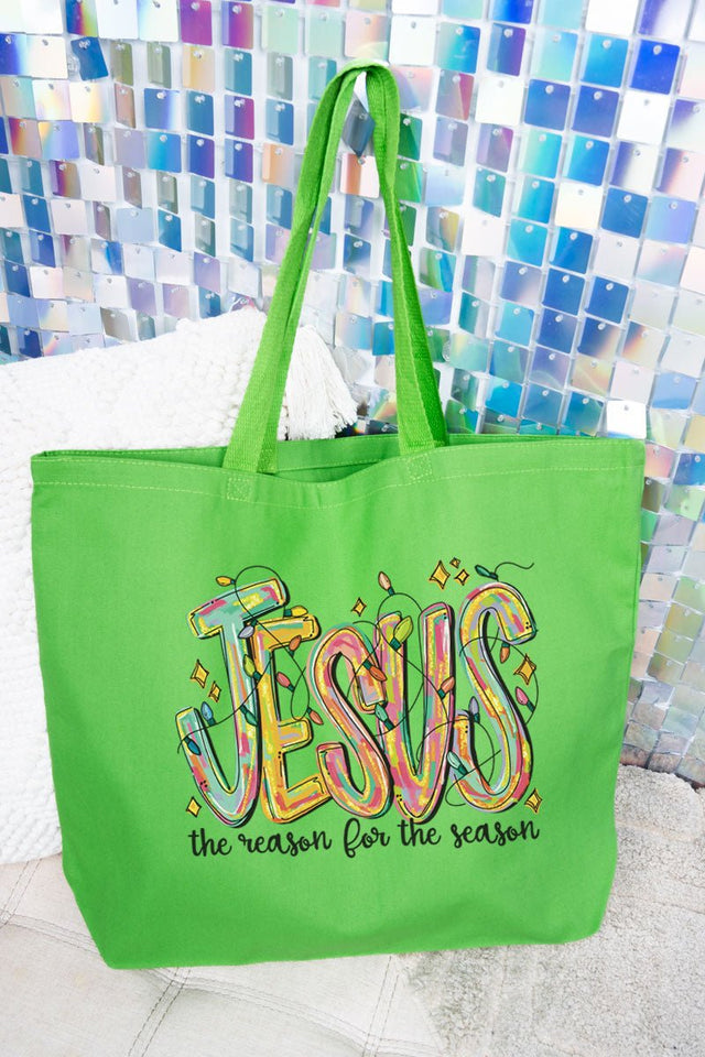 Jesus Is The Reason For The Season Canvas Jumbo Tote - Wholesale Accessory Market