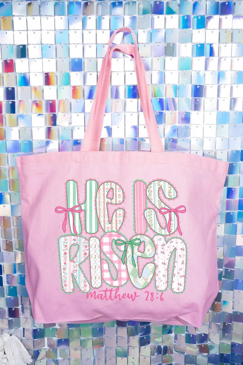 Lace & Bloom He Is Risen Canvas Jumbo Tote - Wholesale Accessory Market