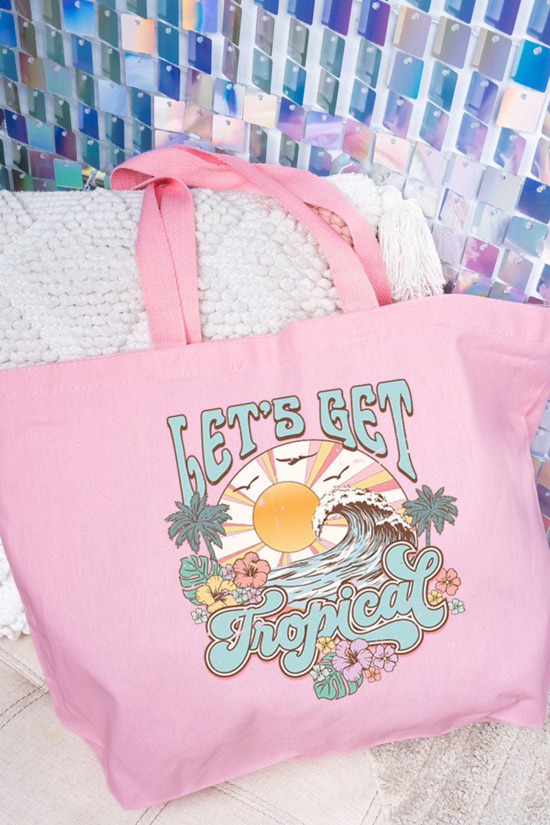 Let's Get Tropical Canvas Jumbo Tote - Wholesale Accessory Market