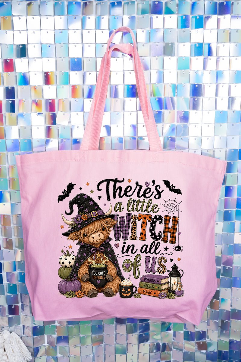 Little Witch Highland Cow Canvas Jumbo Tote - Wholesale Accessory Market