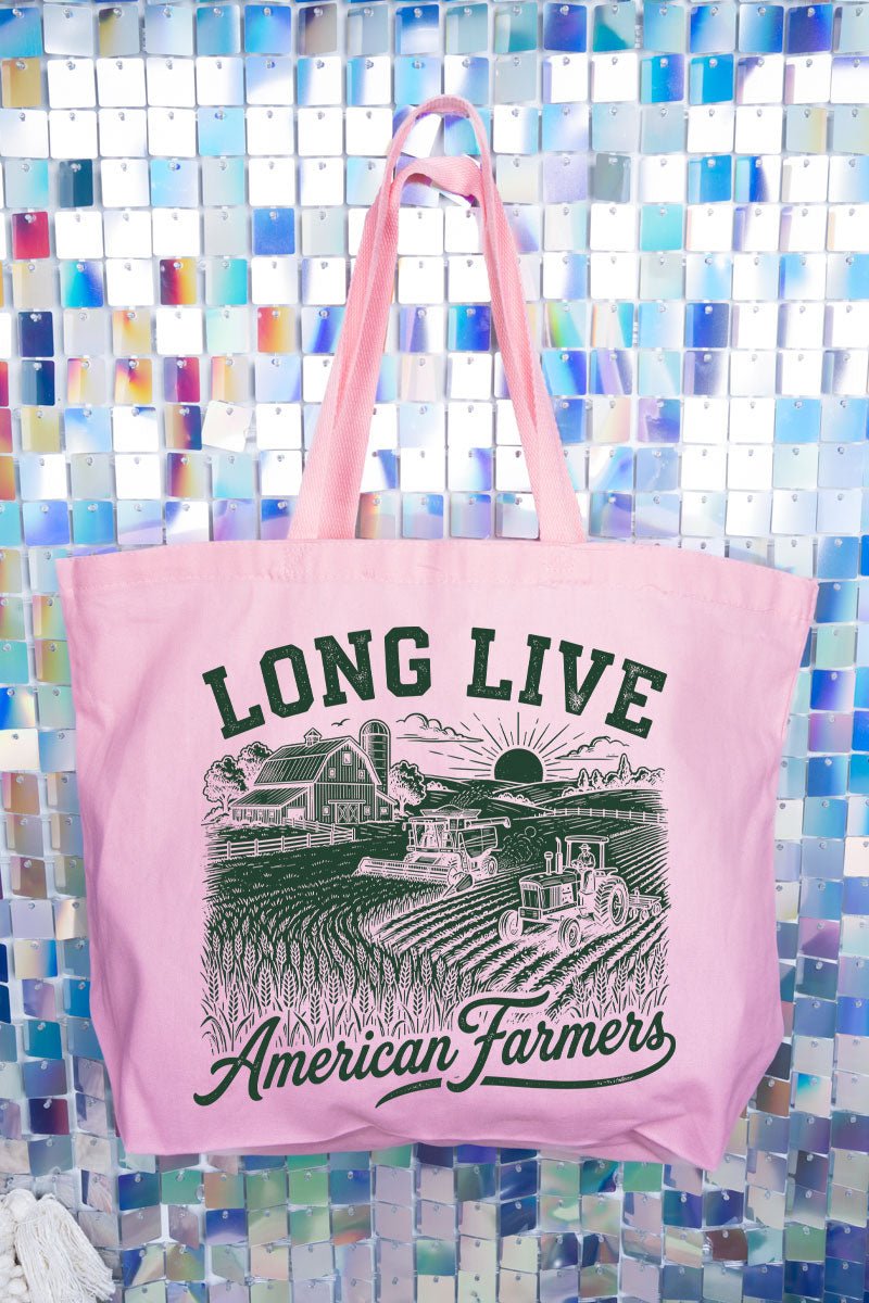 Long Live American Farmers Canvas Jumbo Tote - Wholesale Accessory Market