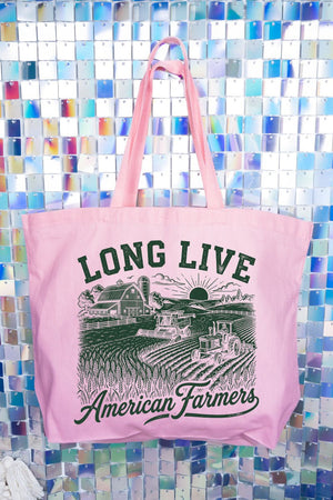 Long Live American Farmers Canvas Jumbo Tote - Wholesale Accessory Market