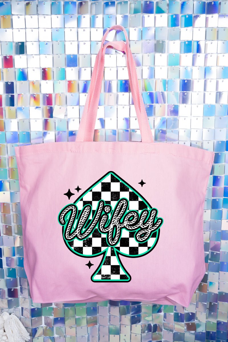 Lucky Spade Wifey Canvas Jumbo Tote - Wholesale Accessory Market