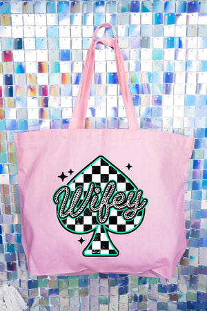 Lucky Spade Wifey Canvas Jumbo Tote - Wholesale Accessory Market