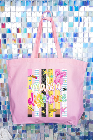 Make A Difference Canvas Jumbo Tote - Wholesale Accessory Market