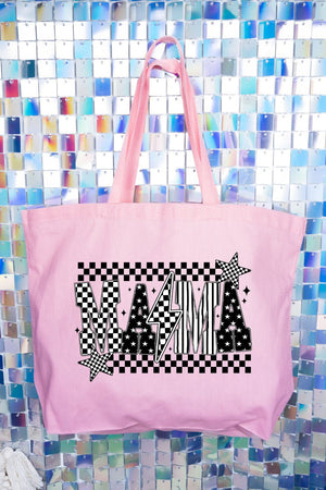 Mama Check It Out Canvas Jumbo Tote - Wholesale Accessory Market
