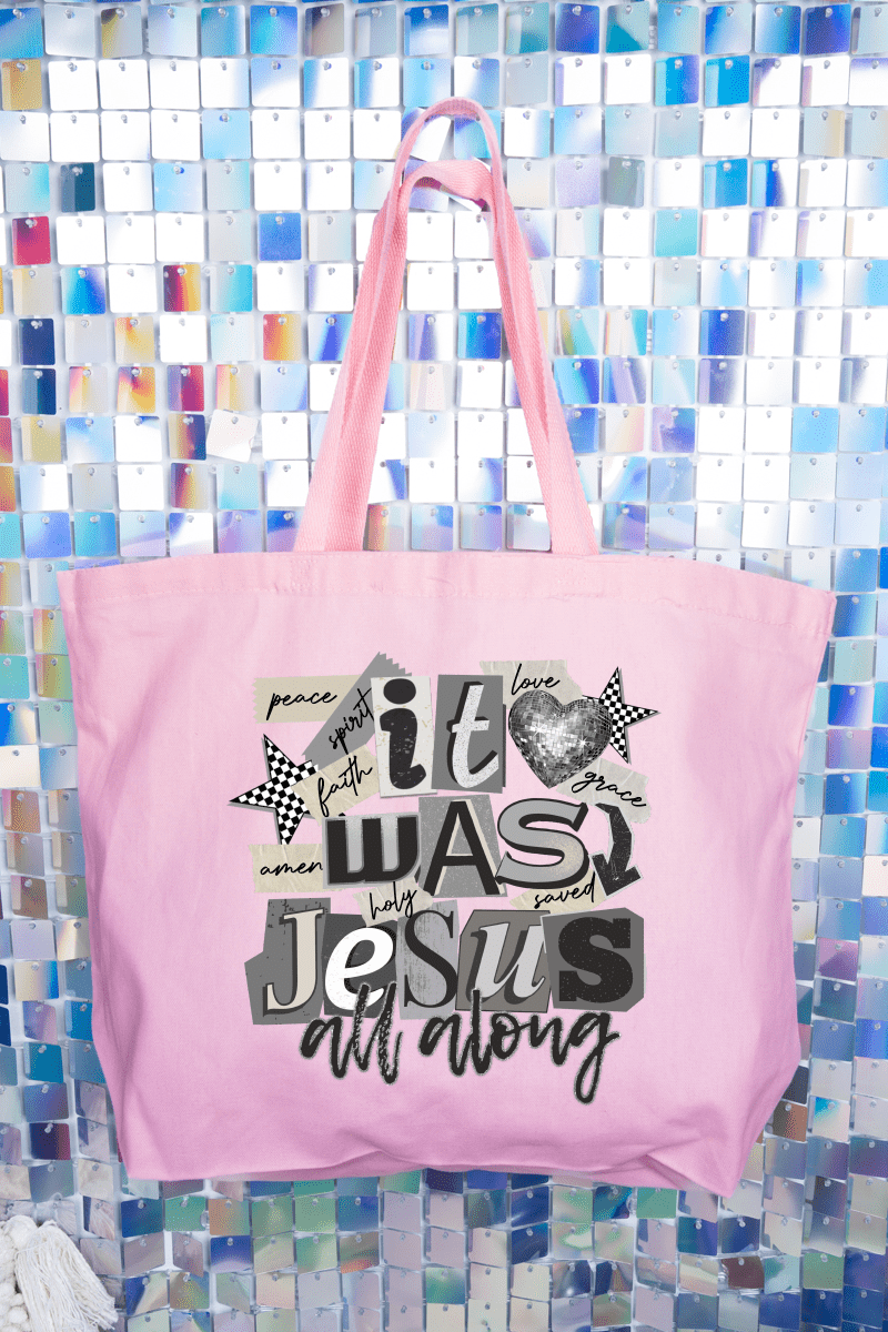 Monochromatic Jesus All Along Canvas Jumbo Tote - Wholesale Accessory Market