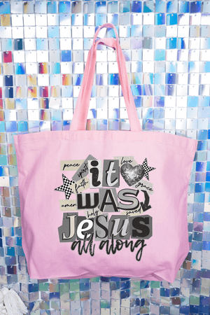 Monochromatic Jesus All Along Canvas Jumbo Tote - Wholesale Accessory Market