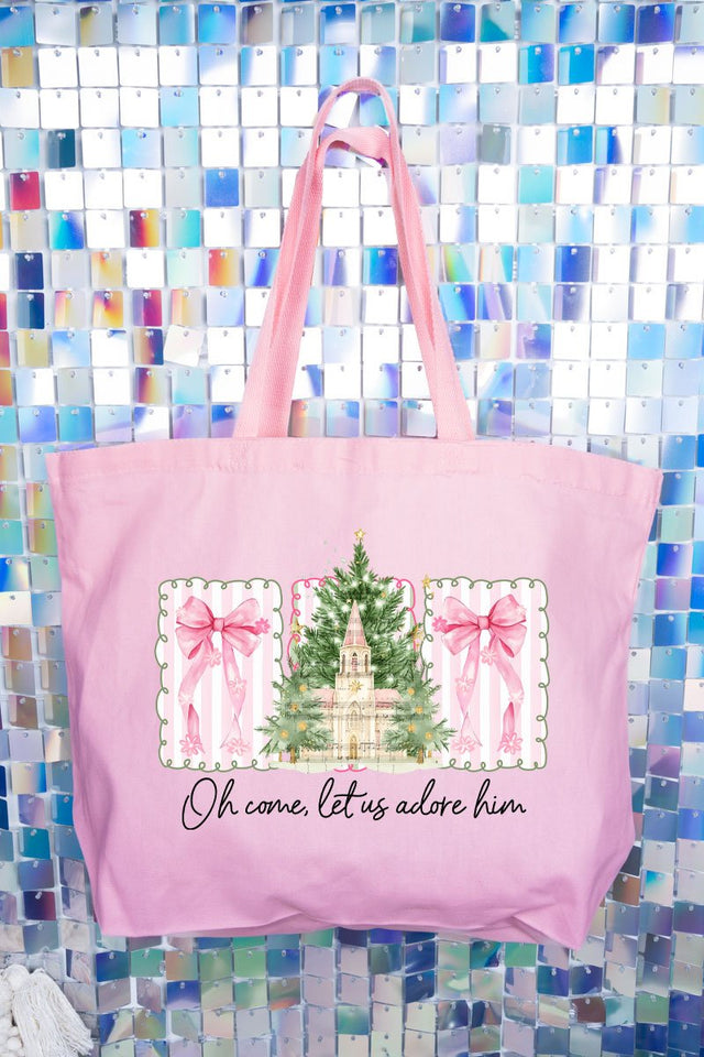 Notes Oh Come Let Us Adore Him Canvas Jumbo Tote - Wholesale Accessory Market
